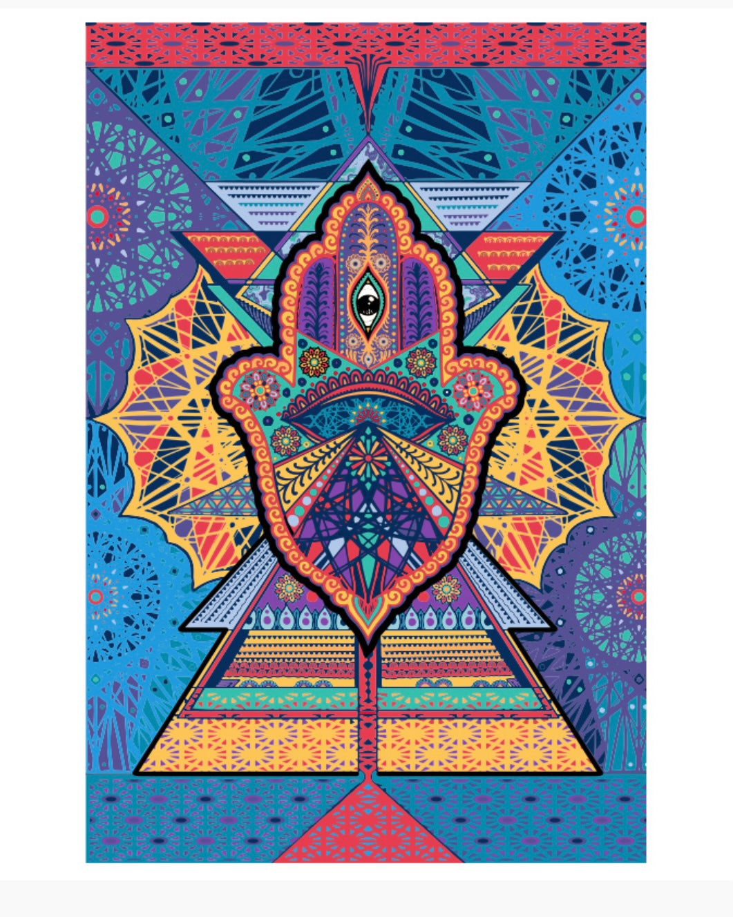 3D Geometric Hamsa Tapestry