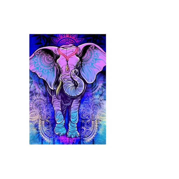 Purple Mandala Elephant 3D Tapestry