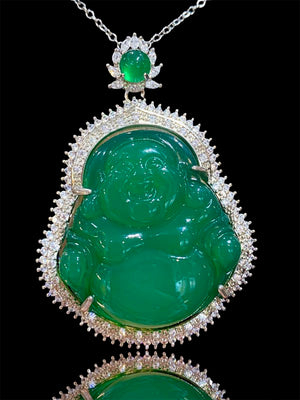 Green Chalcedony Budai Necklace