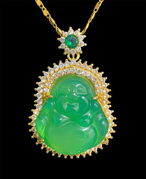 Green Chalcedony Budai Necklace
