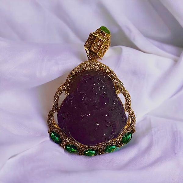 Purple Chalcedony Necklace Buddha
