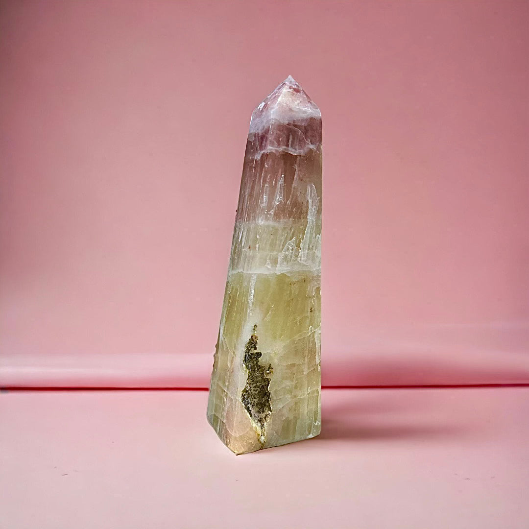 Strawberry Calcite Tower