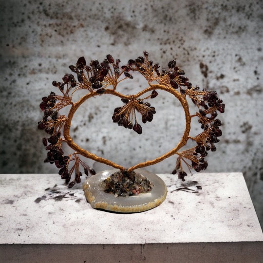 Garnet Heart Crystal Tree
